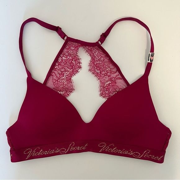 Victoria’s Secret The T-Shirt Lightly Lined Wireless Bra Lace Back Raspberry - Picture 4 of 11